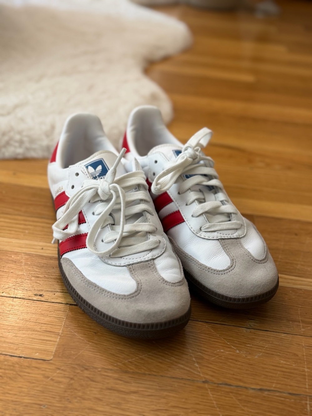 Adidas Samba Sneakers | White, Red, Gray, Gold - Picture 3 of 11